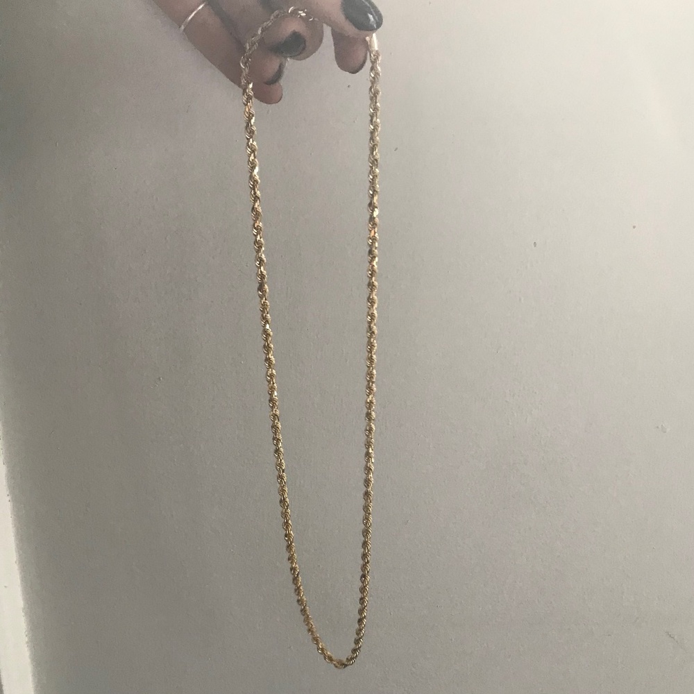 10 KT Solid Gold Rope Chain Necklace- 24 in. 4 mm.